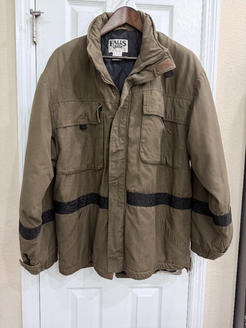 Falls Creek Vintage Field Jacket Olive Green Cotton Utility Barn Chore Coat L